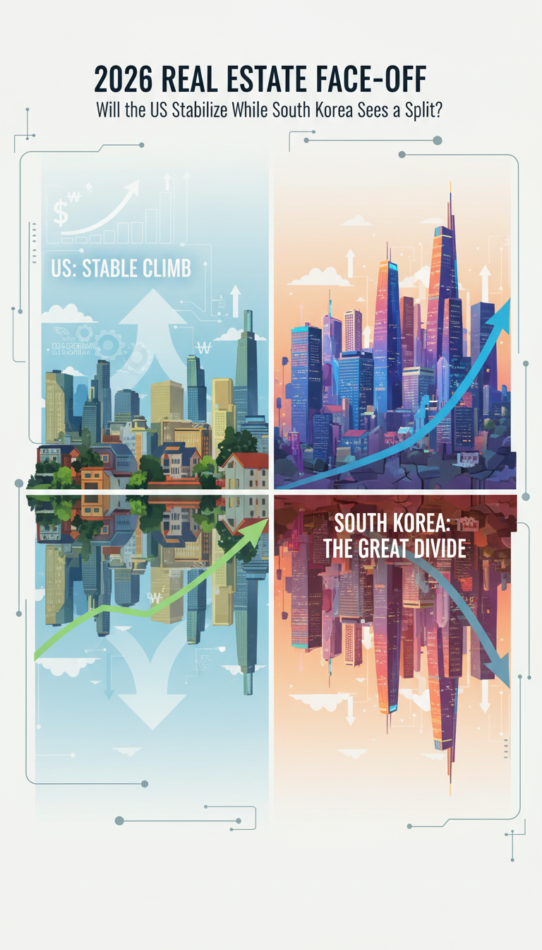 2026 부동산 대결: 미국은 ‘안정화’, 한국은 ‘양극화’?