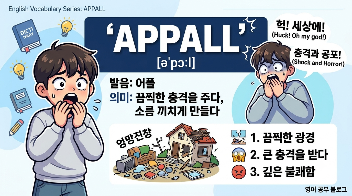 [영어 단어] ‘appall’ 완벽 분석: 뜻, 예문, 영화 속 표현까지!